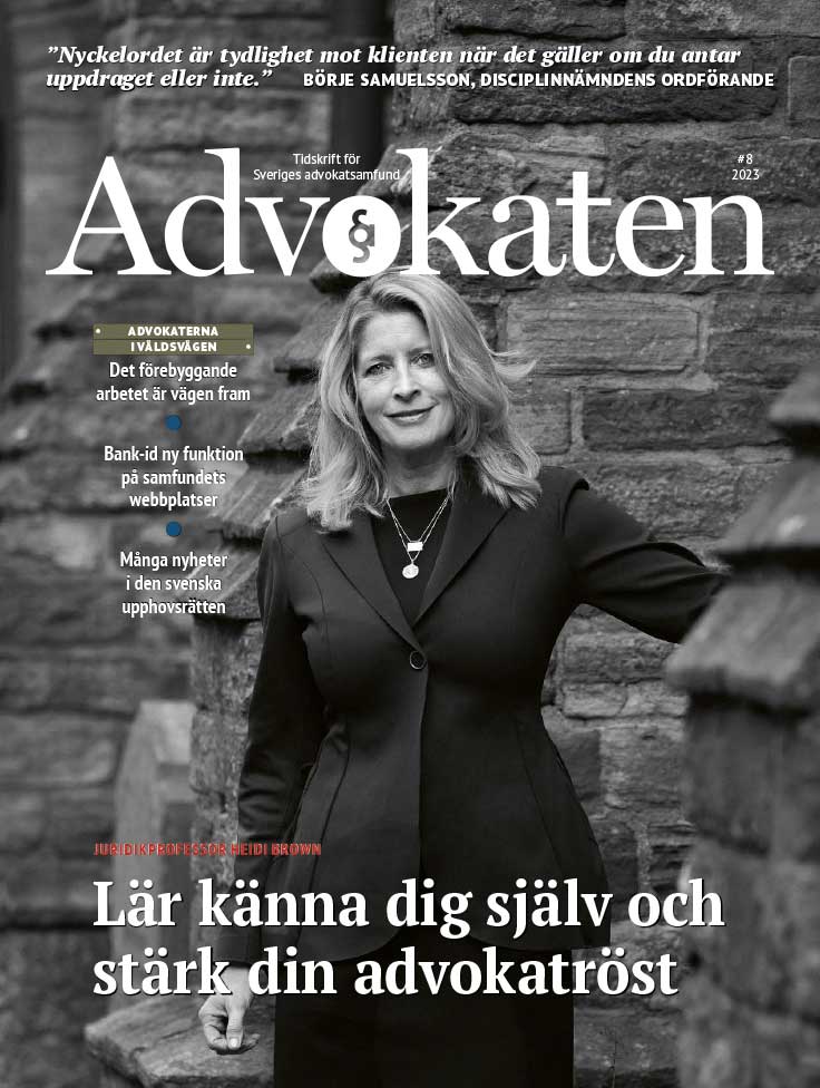 Tidningsomslag Advokaten nr 8/2023